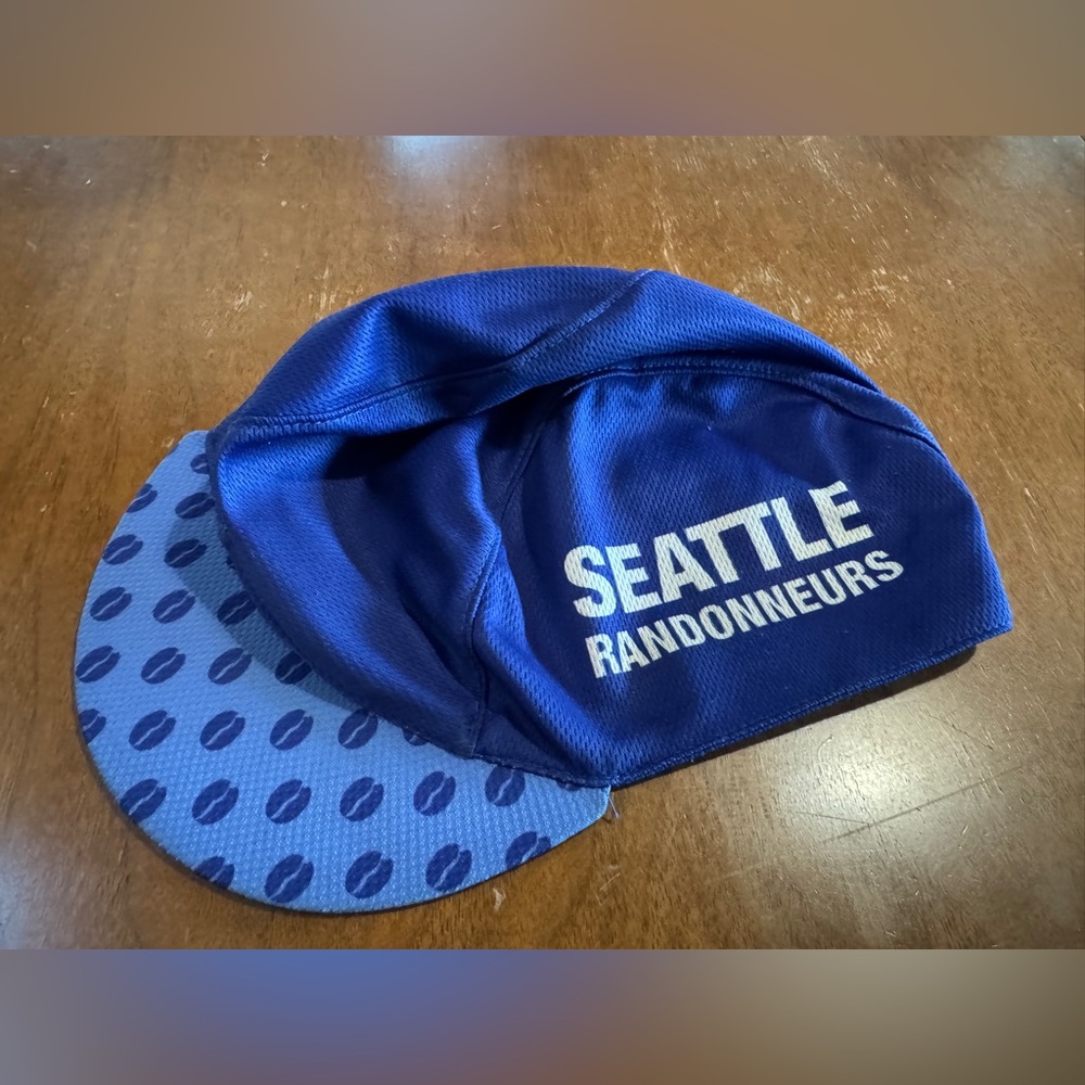 Rare Seattle Randonneurs Cycling Cap Bike Hat Coffee Bean Blue Voler Rando
